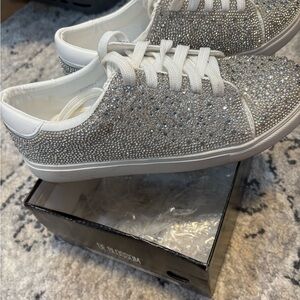 Women's White rhinestone sneakers